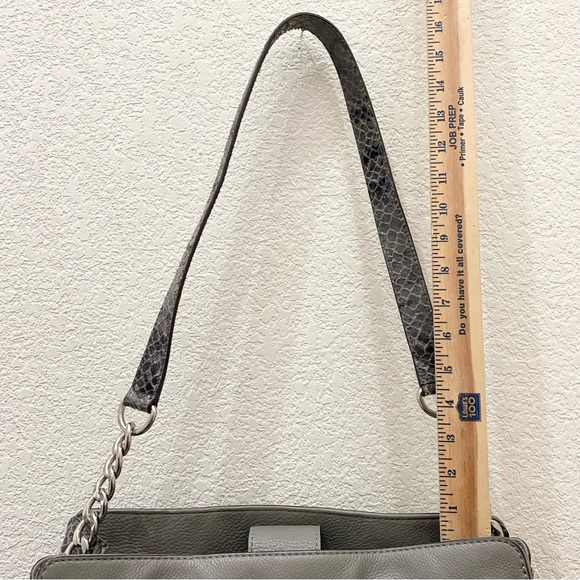 MICHAEL KORS Hamilton Gray Pebbled Leather/Snakeskin Chain Handle Shoulder Bag - Picture 7 of 16